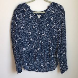 Hinge Blouse with Blue/White Print Size M